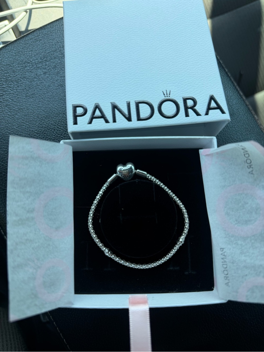 Pandora Silver Heart-Clasp Bracelet